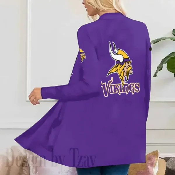 Minnesota Vikings Women’s Patch Pocket Cardigan SPTWPPC086 - Image 2