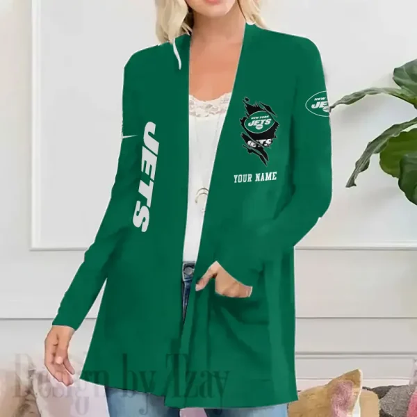 New York Jets Women’s Patch Pocket Cardigan SPTWPPC090