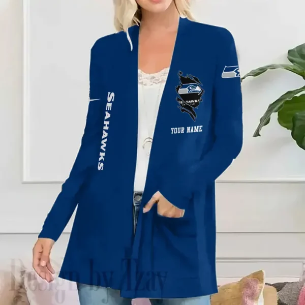 Seattle Seahawks Women’s Patch Pocket Cardigan SPTWPPC094