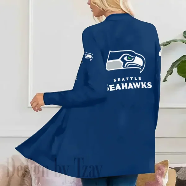 Seattle Seahawks Women’s Patch Pocket Cardigan SPTWPPC094 - Image 2