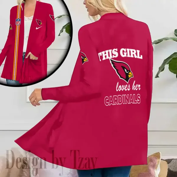 Arizona Cardinals Women’s Patch Pocket Cardigan SPTWPPC098 - Image 3