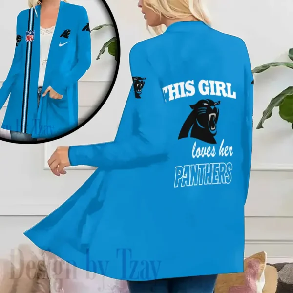Carolina Panthers Women’s Patch Pocket Cardigan SPTWPPC102 - Image 3