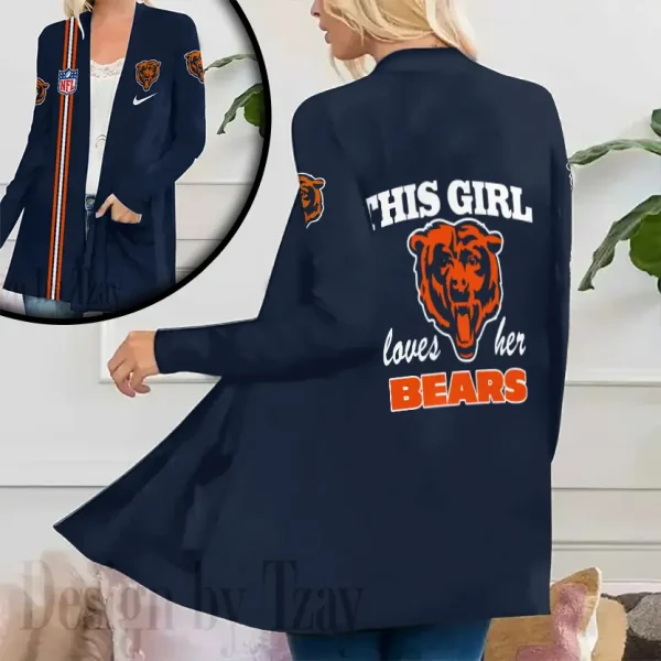 Chicago Bears Women’s Patch Pocket Cardigan SPTWPPC103 - Image 3
