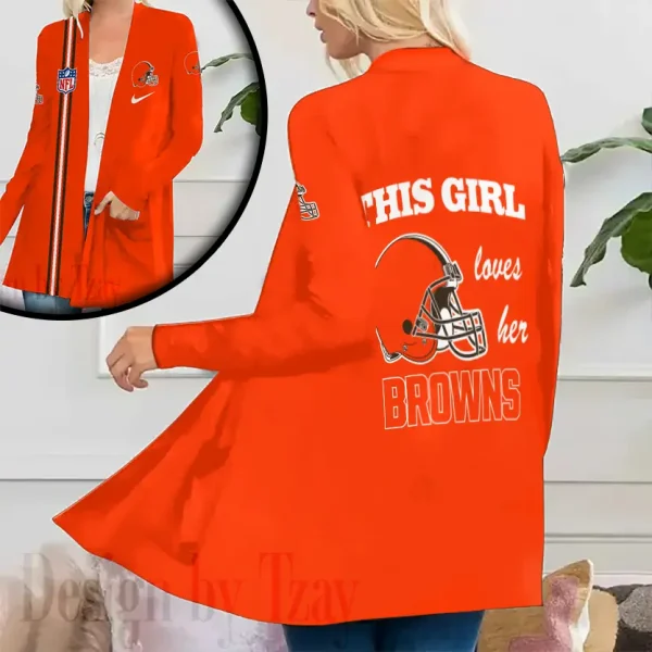 Cleveland Browns Women’s Patch Pocket Cardigan SPTWPPC105 - Image 2