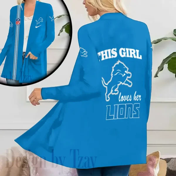 Detroit Lions Women’s Patch Pocket Cardigan SPTWPPC108 - Image 2
