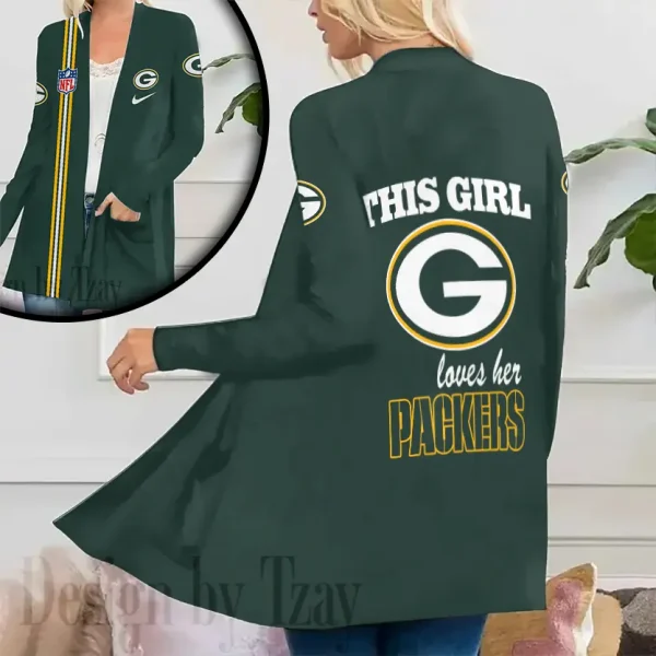 Green Bay Packers Women’s Patch Pocket Cardigan SPTWPPC109 - Image 2