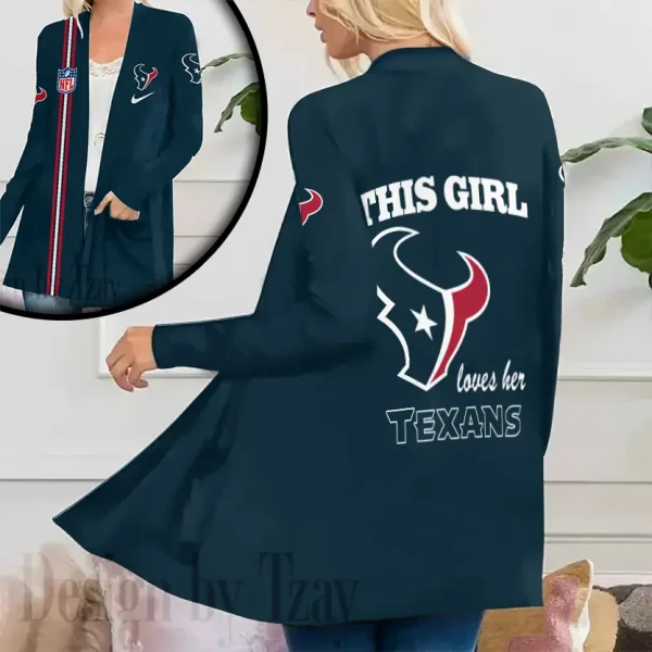 Houston Texans Women’s Patch Pocket Cardigan SPTWPPC110 - Image 2