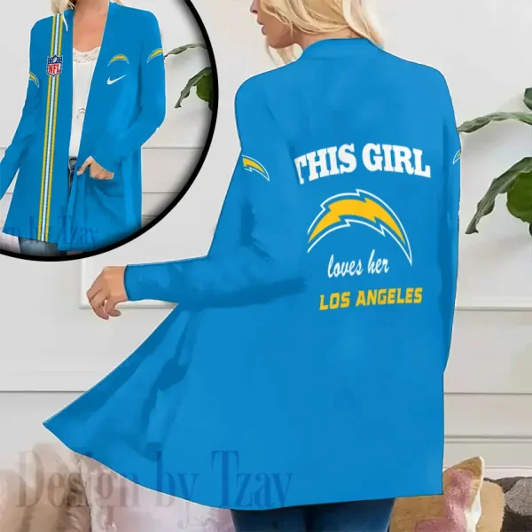 Los Angeles Chargers Women’s Patch Pocket Cardigan SPTWPPC115 - Image 2