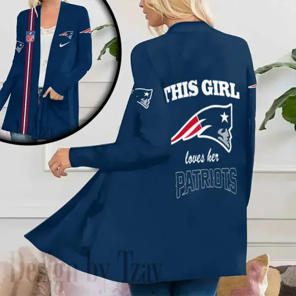 New England Patriots Women’s Patch Pocket Cardigan SPTWPPC119 - Image 2