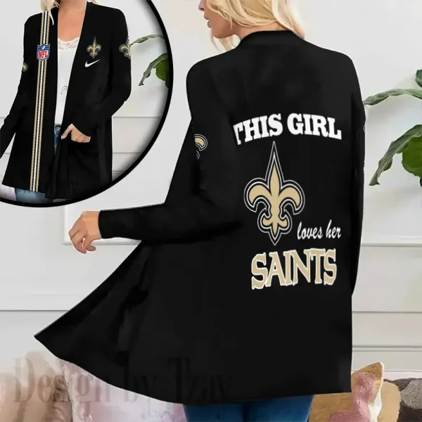 New Orleans Saints Women’s Patch Pocket Cardigan SPTWPPC120 - Image 2