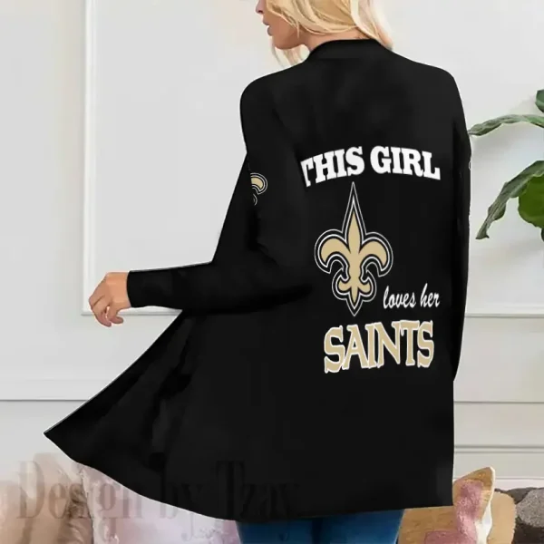 New Orleans Saints Women’s Patch Pocket Cardigan SPTWPPC120 - Image 3