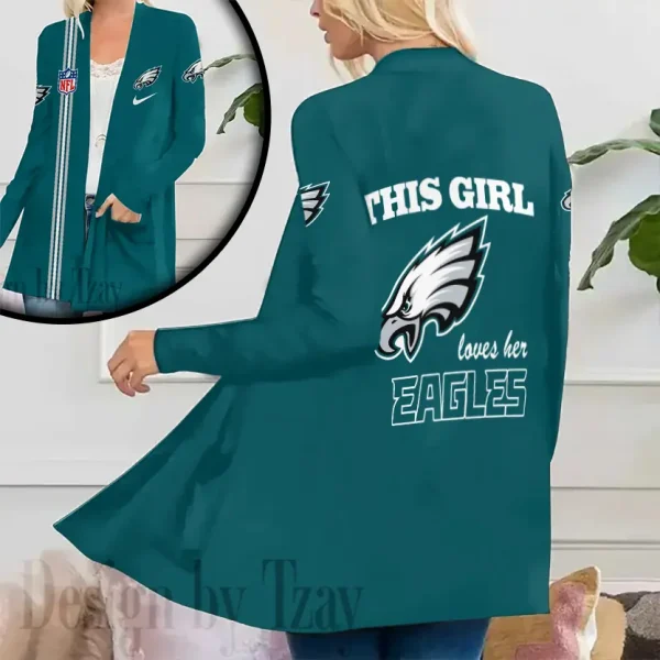Philadelphia Eagles Women’s Patch Pocket Cardigan SPTWPPC123 - Image 2