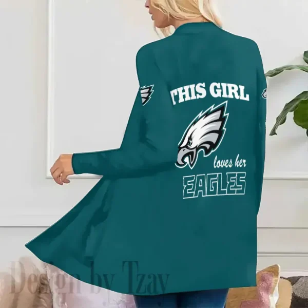 Philadelphia Eagles Women’s Patch Pocket Cardigan SPTWPPC123 - Image 3