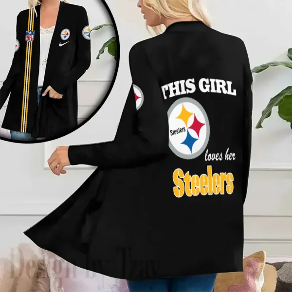 Pittsburgh Steelers Women’s Patch Pocket Cardigan SPTWPPC124 - Image 2