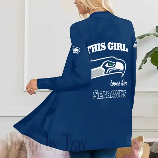 Seattle Seahawks Women’s Patch Pocket Cardigan SPTWPPC126 - Image 3