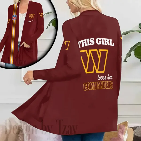 Washington Commanders Women’s Patch Pocket Cardigan SPTWPPC129 - Image 2