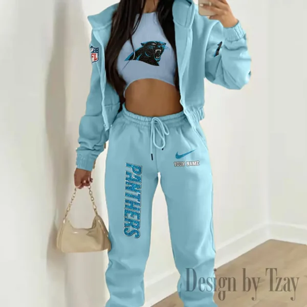 Carolina Panthers Women's Outfit Winter Athleisure 3 Piece Set SPTWAL3PS166 - Image 4