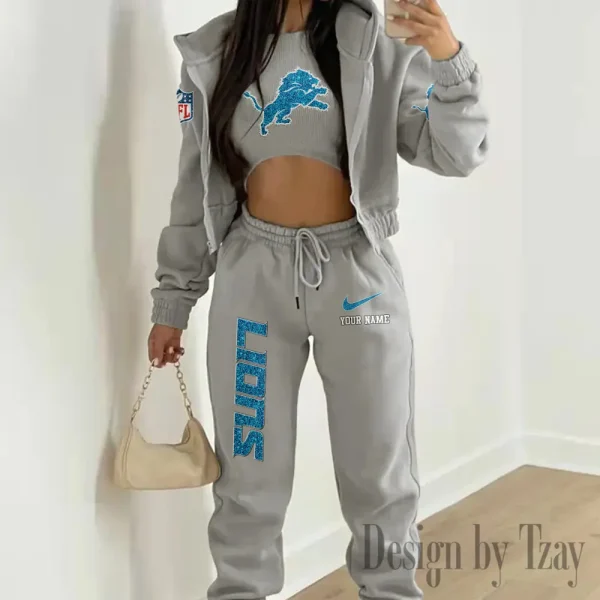 Detroit Lions Women's Outfit Winter Athleisure 3 Piece Set SPTWAL3PS172 - Image 3