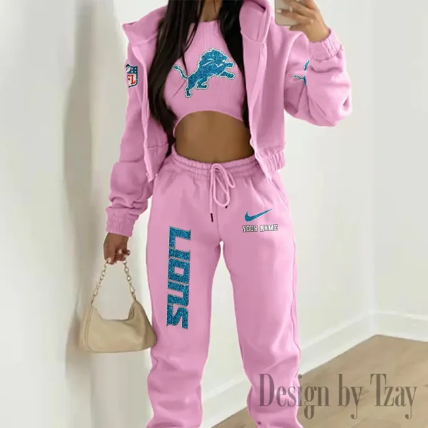 Detroit Lions Women's Outfit Winter Athleisure 3 Piece Set SPTWAL3PS172 - Image 5