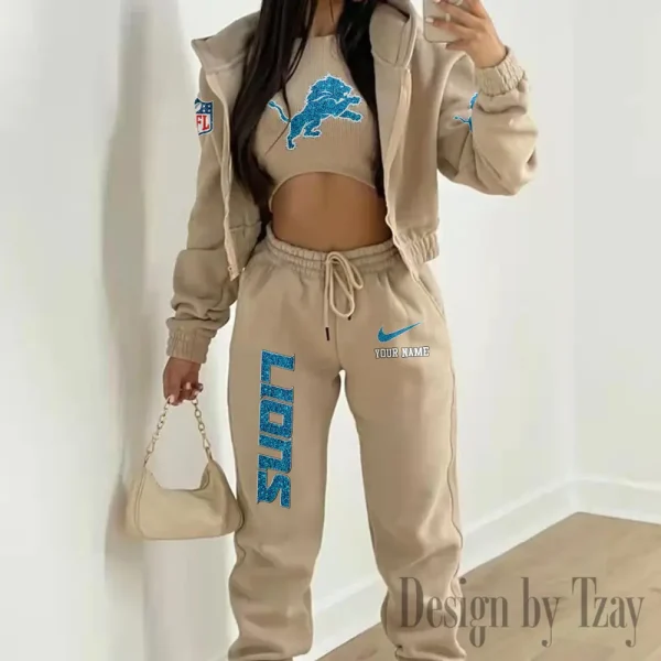 Detroit Lions Women's Outfit Winter Athleisure 3 Piece Set SPTWAL3PS172 - Image 7
