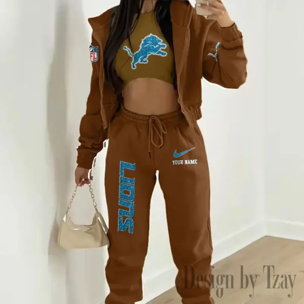 Detroit Lions Women's Outfit Winter Athleisure 3 Piece Set SPTWAL3PS172 - Image 8