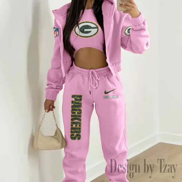 Green Bay Packers Women's Outfit Winter Athleisure 3 Piece Set SPTWAL3PS173