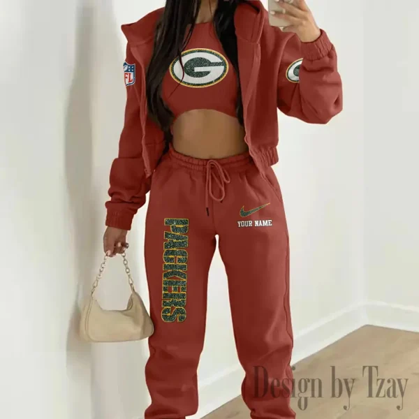 Green Bay Packers Women's Outfit Winter Athleisure 3 Piece Set SPTWAL3PS173 - Image 3