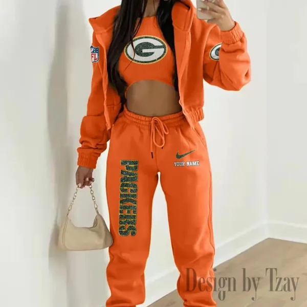 Green Bay Packers Women's Outfit Winter Athleisure 3 Piece Set SPTWAL3PS173 - Image 4