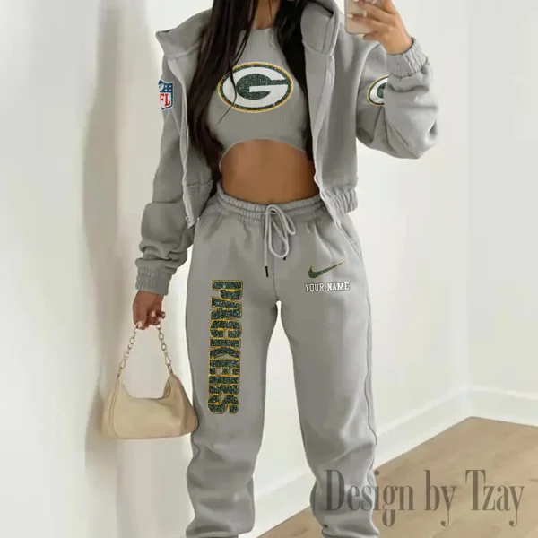 Green Bay Packers Women's Outfit Winter Athleisure 3 Piece Set SPTWAL3PS173 - Image 5
