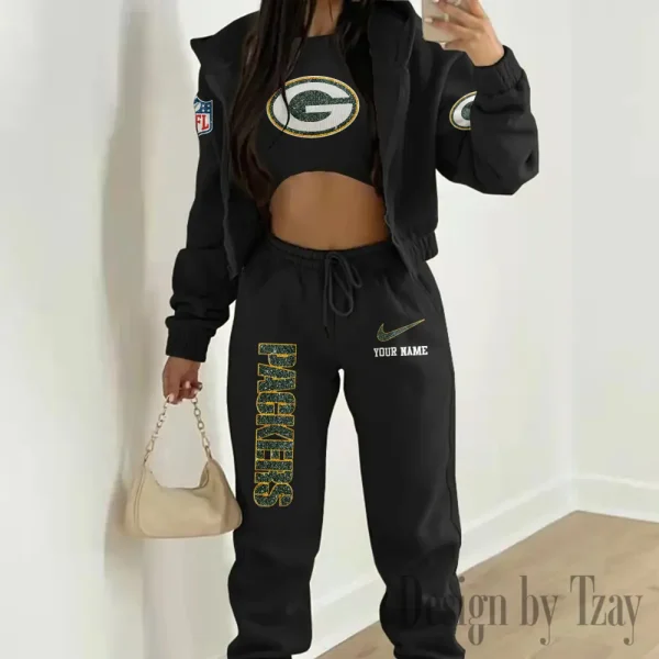 Green Bay Packers Women's Outfit Winter Athleisure 3 Piece Set SPTWAL3PS173 - Image 7