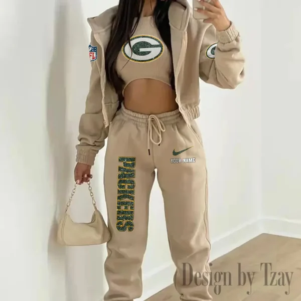 Green Bay Packers Women's Outfit Winter Athleisure 3 Piece Set SPTWAL3PS173 - Image 8