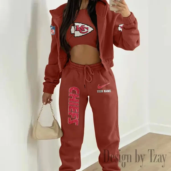 Kansas City Chiefs Women's Outfit Winter Athleisure 3 Piece Set SPTWAL3PS177