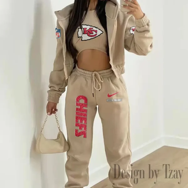 Kansas City Chiefs Women's Outfit Winter Athleisure 3 Piece Set SPTWAL3PS177 - Image 2