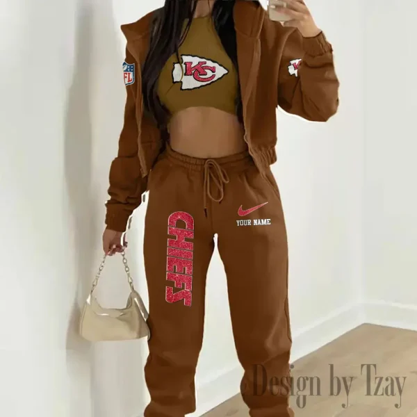 Kansas City Chiefs Women's Outfit Winter Athleisure 3 Piece Set SPTWAL3PS177 - Image 3