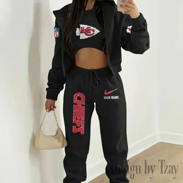Kansas City Chiefs Women's Outfit Winter Athleisure 3 Piece Set SPTWAL3PS177 - Image 5