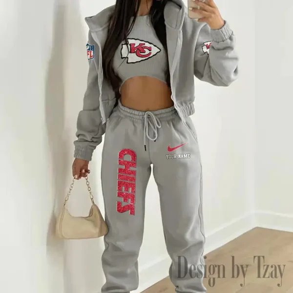 Kansas City Chiefs Women's Outfit Winter Athleisure 3 Piece Set SPTWAL3PS177 - Image 7