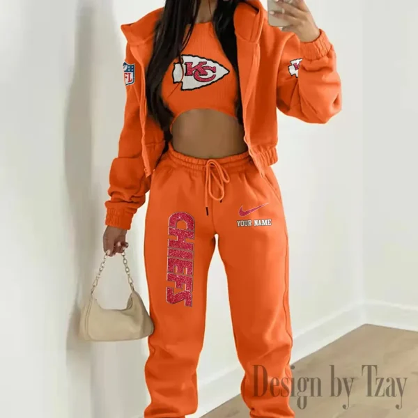 Kansas City Chiefs Women's Outfit Winter Athleisure 3 Piece Set SPTWAL3PS177 - Image 8