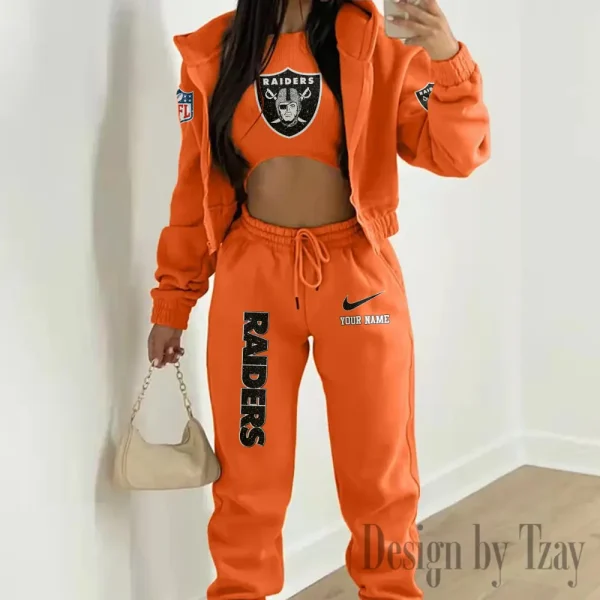 Las Vegas Raiders Women's Outfit Winter Athleisure 3 Piece Set SPTWAL3PS178 - Image 2