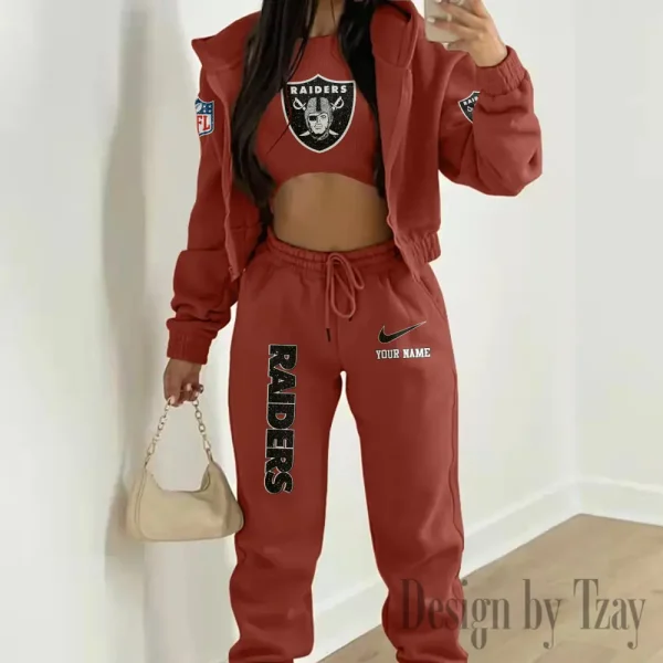 Las Vegas Raiders Women's Outfit Winter Athleisure 3 Piece Set SPTWAL3PS178 - Image 5
