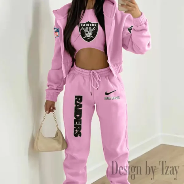 Las Vegas Raiders Women's Outfit Winter Athleisure 3 Piece Set SPTWAL3PS178 - Image 7