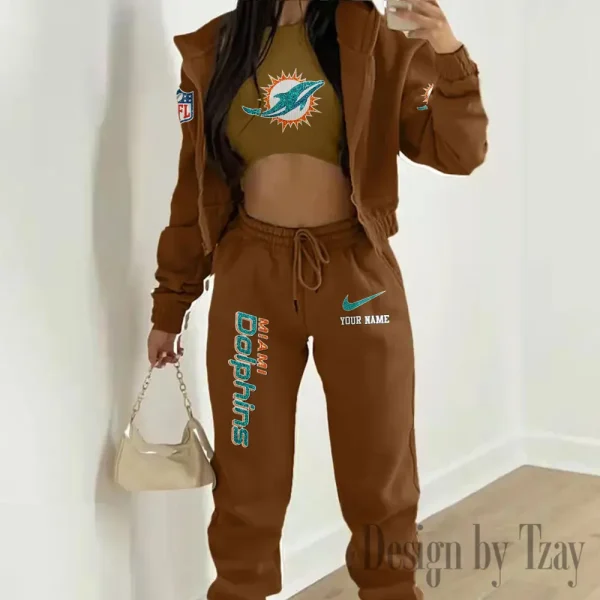 Miami Dolphins Women's Outfit Winter Athleisure 3 Piece Set SPTWAL3PS181