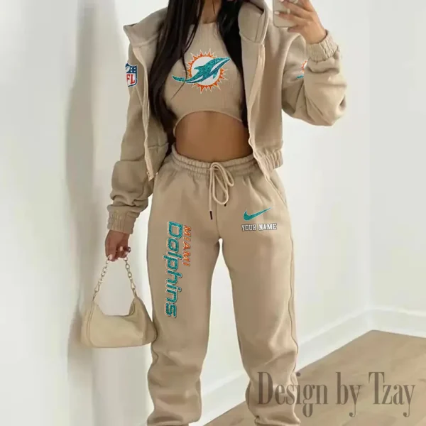 Miami Dolphins Women's Outfit Winter Athleisure 3 Piece Set SPTWAL3PS181 - Image 2