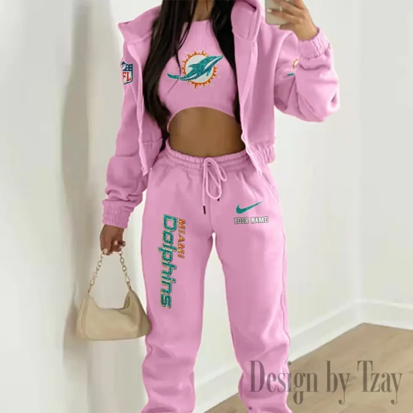 Miami Dolphins Women's Outfit Winter Athleisure 3 Piece Set SPTWAL3PS181 - Image 3