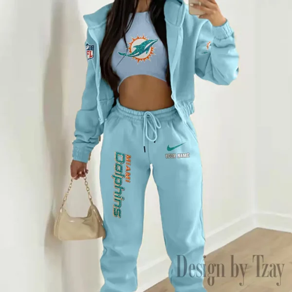 Miami Dolphins Women's Outfit Winter Athleisure 3 Piece Set SPTWAL3PS181 - Image 4