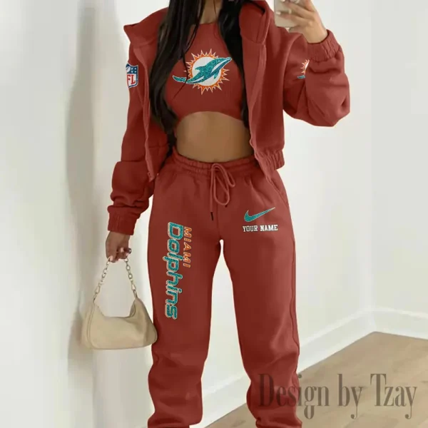 Miami Dolphins Women's Outfit Winter Athleisure 3 Piece Set SPTWAL3PS181 - Image 5