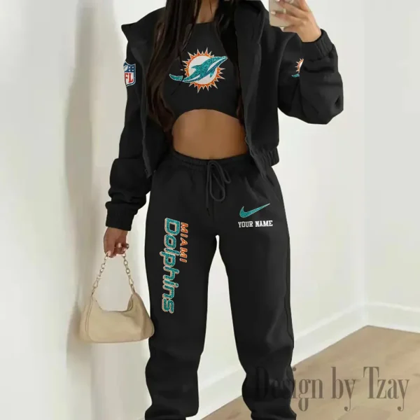 Miami Dolphins Women's Outfit Winter Athleisure 3 Piece Set SPTWAL3PS181 - Image 7