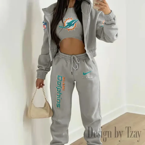 Miami Dolphins Women's Outfit Winter Athleisure 3 Piece Set SPTWAL3PS181 - Image 8