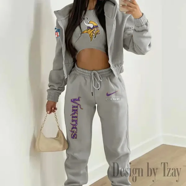 Minnesota Vikings Women's Outfit Winter Athleisure 3 Piece Set SPTWAL3PS182