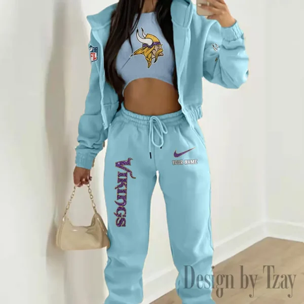 Minnesota Vikings Women's Outfit Winter Athleisure 3 Piece Set SPTWAL3PS182 - Image 4