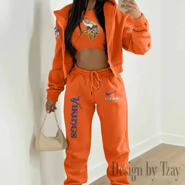 Minnesota Vikings Women's Outfit Winter Athleisure 3 Piece Set SPTWAL3PS182 - Image 7